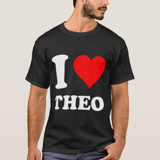 I Heart Theo I Love Theo Red Heart Valentine's Day Tシャツ (正面)