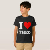 I Heart Theo I Love Theo Red Heart Valentine's Day Tシャツ (正面フル)