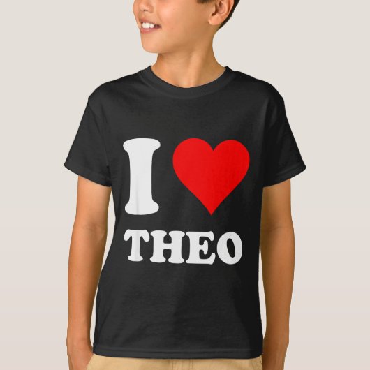 I Heart Theo I Love Theo Red Heart Valentine's Day Tシャツ (正面)