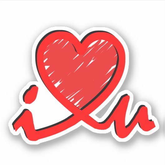 I Heart U - 愛 シール (正面)