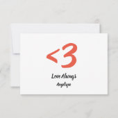 I Heart U More Than Infinity Flat Thank You Card サンキューカード (裏面)