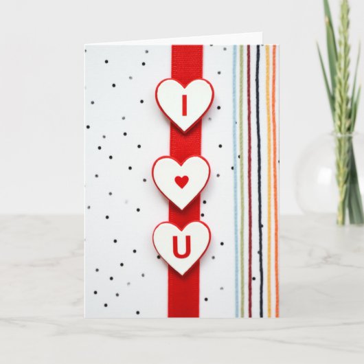 I Heart U Striped Polka Dot Card カード (正面)