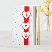 I Heart U Striped Polka Dot Card カード (黄色い花)