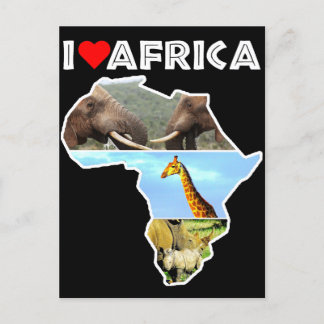 I Heat Africa Wildlife Collageポストカード ポストカード