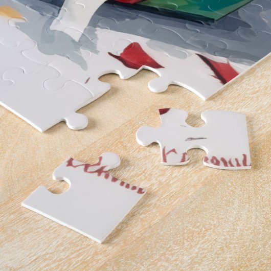 I Help Unpack! Funny Cat in Christmas Shipping Box ジグソーパズル (側面)