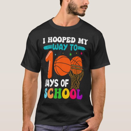 I Hooped My Way To 100 Days Of School Basketball P Tシャツ (正面)