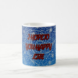 I Hope To You Happy Life Blue Snowflake Coffee Mug コーヒーマグカップ