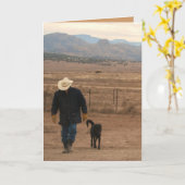 I'' I'' I'' You Black Lab & Cowboy Card - Western カード (黄色い花)
