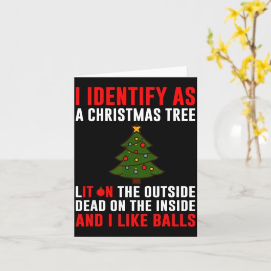 I Identify As A Christmas Tree Lit On Outside Dead カード (黄色い花)