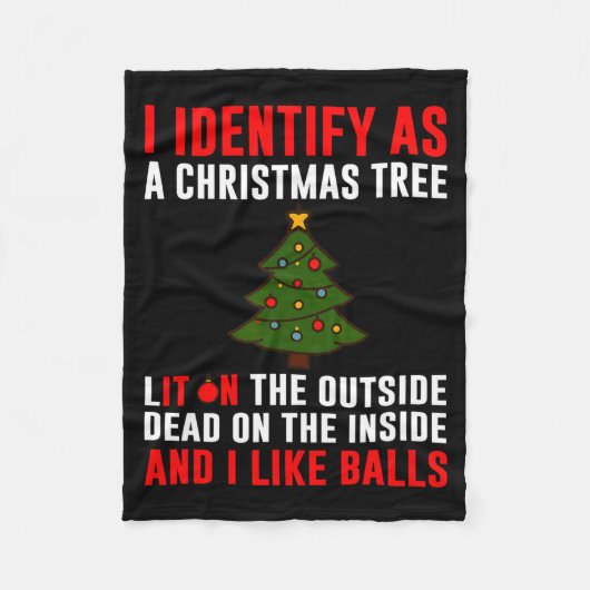 I Identify As A Christmas Tree Lit On Outside Dead フリースブランケット (正面)