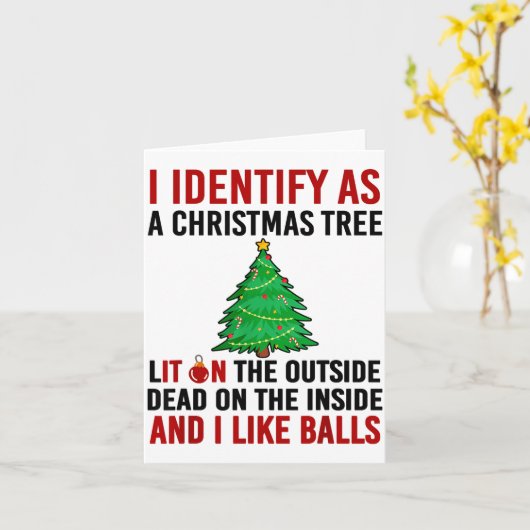 I Identify As A Christmas Tree Lit On The Outside  カード (黄色い花)