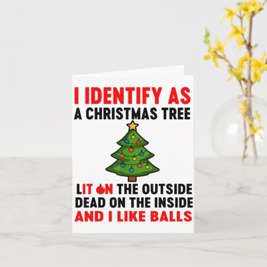 I Identify As A Christmas Tree Lit On The Outside  カード (黄色い花)
