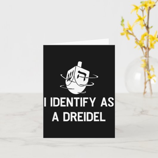 I Identify As A Dreidel Funny Hanukkah Gelt Menora カード (黄色い花)