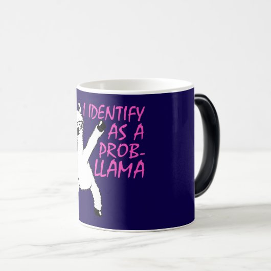 I Identify As A Probllama Cool Llama Problem Quote モーフィングマグカップ (正面右)