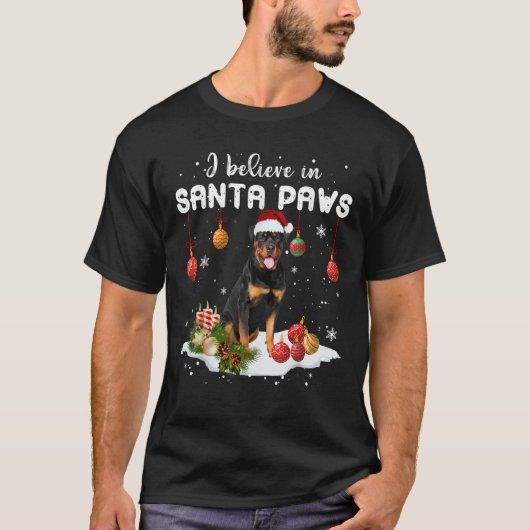 I In Santa 信じ Pawsクリスマスロットワイラークリスマス Tシャツ (正面)