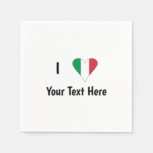 I (Italian Flag Heart Love) Your Text スタンダードカクテルナプキン (正面)
