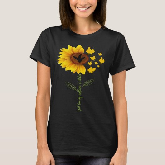 I Just Love My Sunflowers Yellow Flowers & Cute Ch Tシャツ (正面)