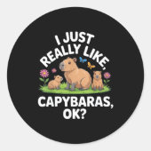 I Just Really Like Capybaras Ok_ Animal Lover Funn ラウンドシール (正面)