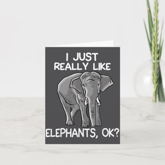 I Just Really Like Elephants Funny Elephant Lover  カード (正面)