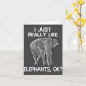 I Just Really Like Elephants Funny Elephant Lover  カード (黄色い花)