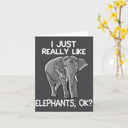 I Just Really Like Elephants Funny Elephant Lover  カード (黄色い花)