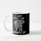 I Just Really Like Elephants Funny Elephant Lover  コーヒーマグカップ (左)