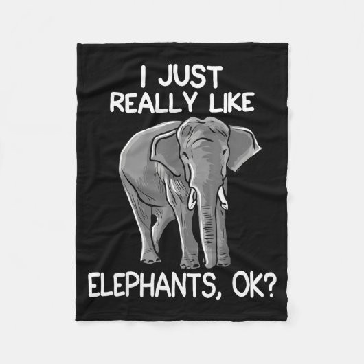 I Just Really Like Elephants Funny Elephant Lover  フリースブランケット (正面)