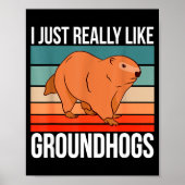 I Just Really Like Groundhogs Retro Groundhog  ポスター (正面)