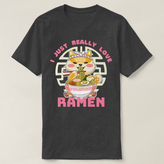 I just Really Love Anime Ramen Corgi Premium Tシャツ (デザイン正面)