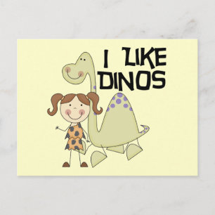 I Ke Dinos-GIrl Tシャツと贈り物 ポストカード