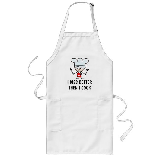 I kiss better then i cook large apron for men ロングエプロン (正面)