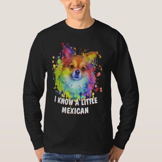 I Know a Little Mexican Funny Chihuahua Humor Chiw Tシャツ (正面)