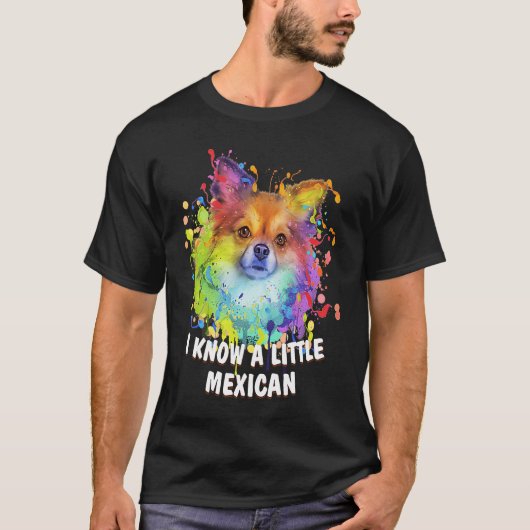 I Know a Little Mexican Funny Chihuahua Humor Chiw Tシャツ (正面)