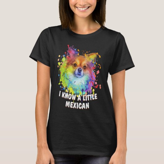 I Know a Little Mexican Funny Chihuahua Humor Chiw Tシャツ (正面)