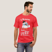 I Know How Many Licks Itakes Lollipop Joke Owl vin Tシャツ (正面フル)