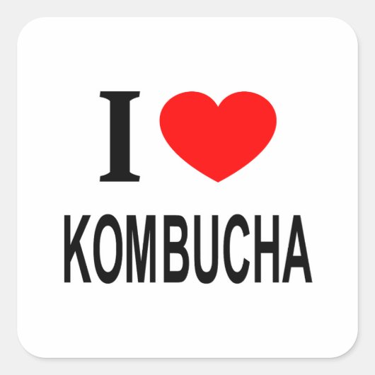 I KOMBUCHA ❤️ I LOVE KOMBUCHA IハートKOMBUCHA スクエアシール (正面)