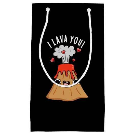 I Lava You おもしろいVoluno Pun Dark BG スモールペーパーバッグ (正面)