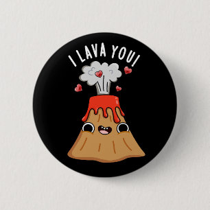 I Lava You おもしろいVoluno Pun Dark BG 缶バッジ