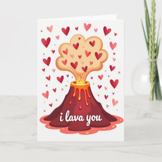 I Lava You Funny Love Volcano Card カード (正面)