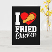 I Lave Fried Chikin おもしろい Eaterグラフィック カード (黄色い花)