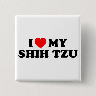 I Lave myシーズー（犬）Tzuボタン 缶バッジ