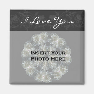 I Lave You Blackフローラカスタマイズ可能なフォトマグネット マグネット