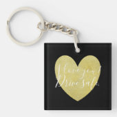 I Lave You Drive Safe金ゴールドHeart Keychain キーホルダー (正面)