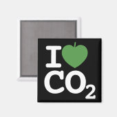 I Leaf CO2 - I love Carbon Dioxide black冷蔵庫 マグネット (正面/裏面)