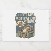 I Left My Motivation At Home Funny Sloth Quote リキュールボトルラベル (シングルラベル)