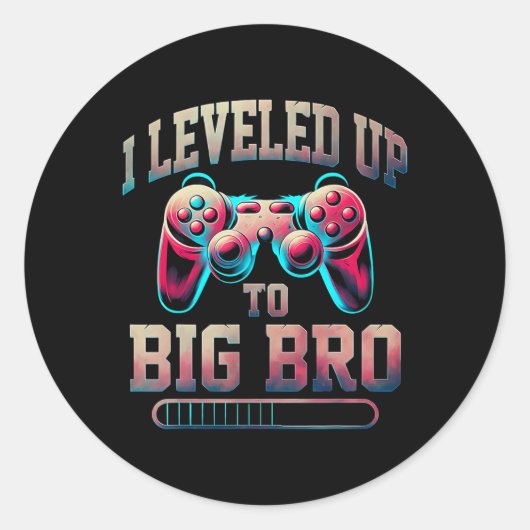I Leveled Up To Big Bro Funny Gamer Big Brother  ラウンドシール (正面)