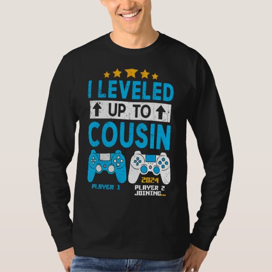 I Leveled Up To Cousin 2024 Gaming Soon To Be Cous Tシャツ (正面)