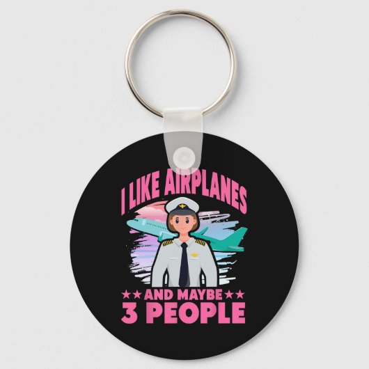 I Like Airplanes And Maybe 3 People キーホルダー (正面)