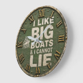 I Like Big Boats & I Cannot Lie Boating Nautical ラージ壁時計 (傾斜)