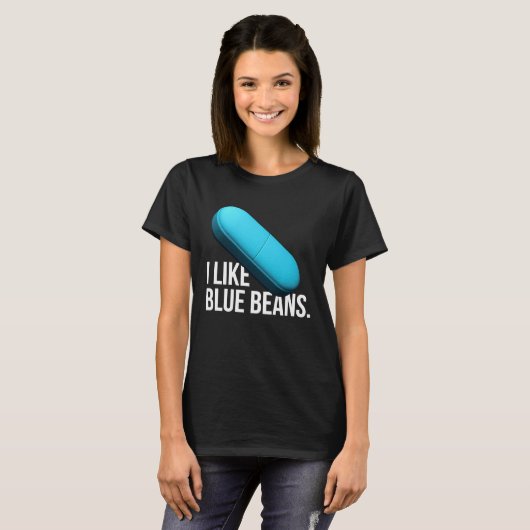 I like blue beans pills meds tシャツ (正面フル)